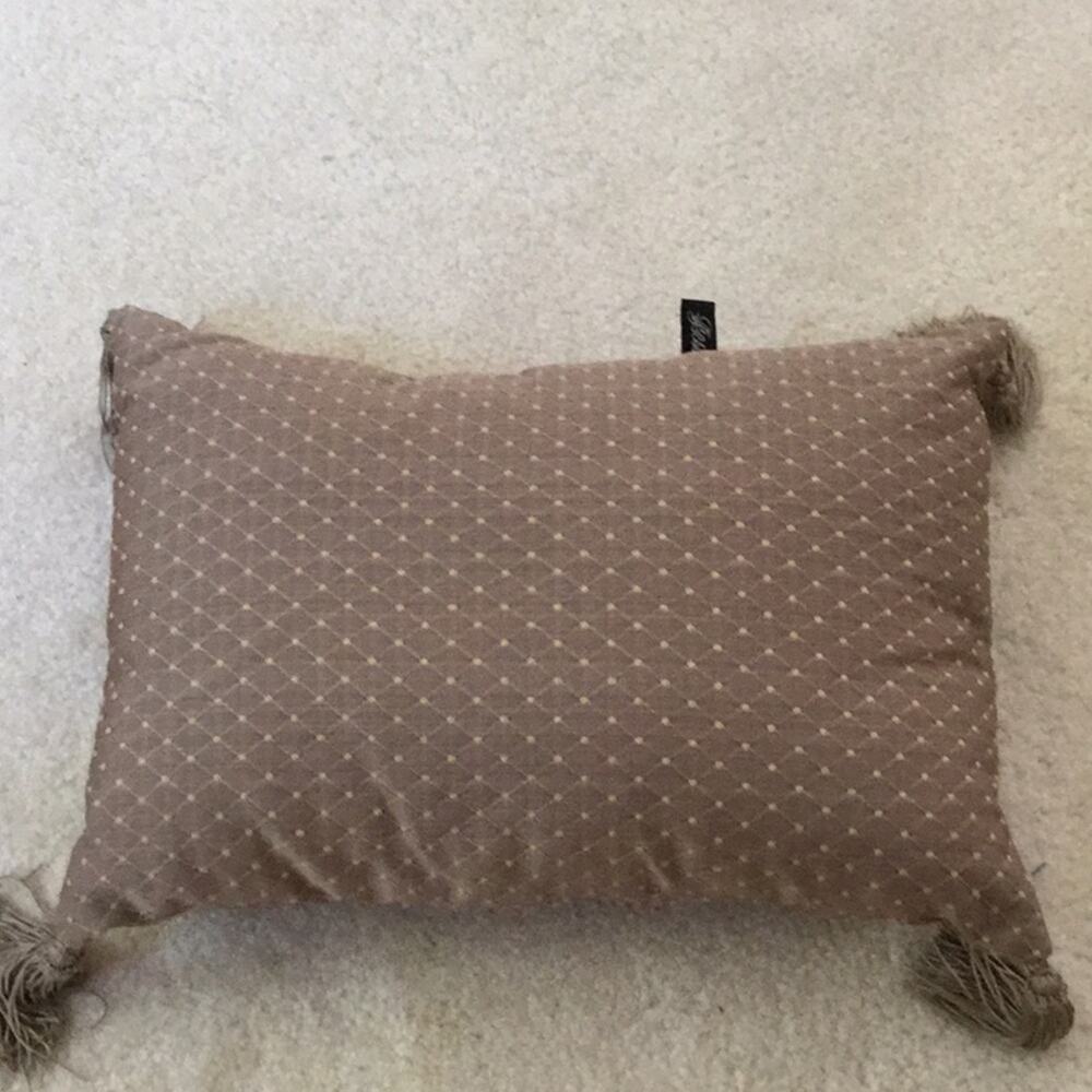 15x10 Bess four corner tassel pillow taupe nwot